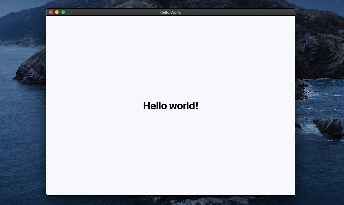 Screenshot of a "Hello world!" Electron app
